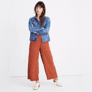 Madewell Rust Brown Polka Dot Wide-Leg Pants